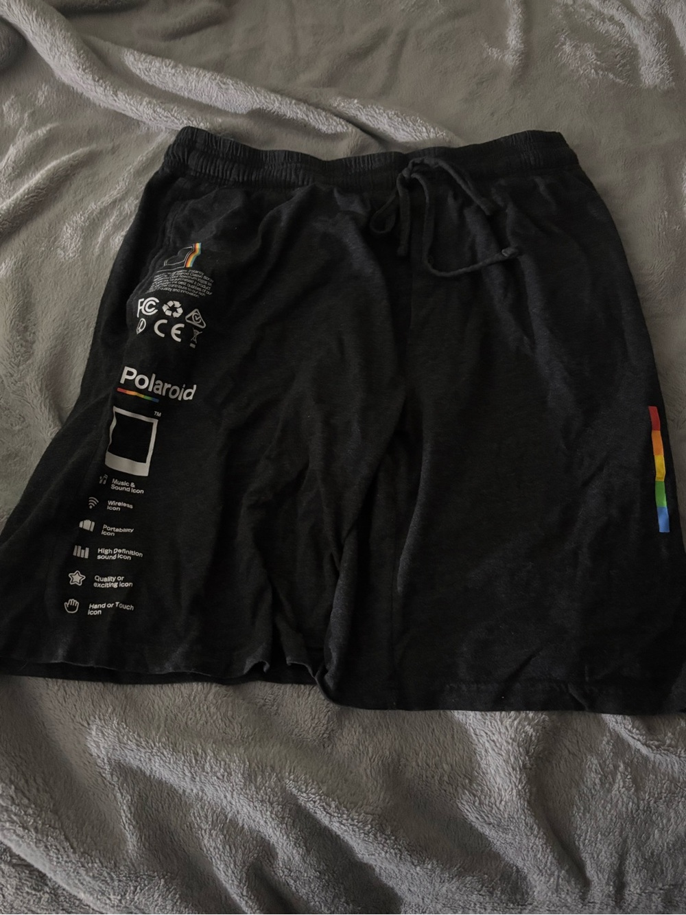 Polaroid Black Men's Athletic Shorts with Rainbow Accent